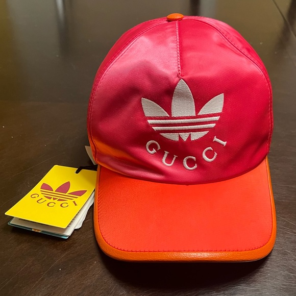 New Authentic Gucci Adidas Logo Pink Baseball Hat - Picture 6 of 16